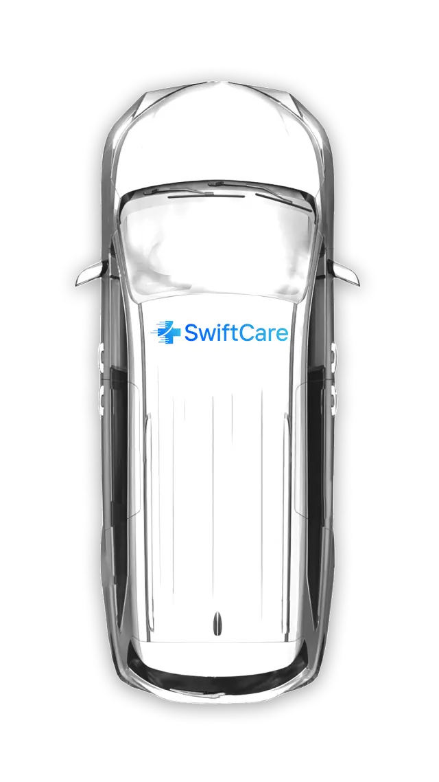 Top-down view of a Swift Care vehicle