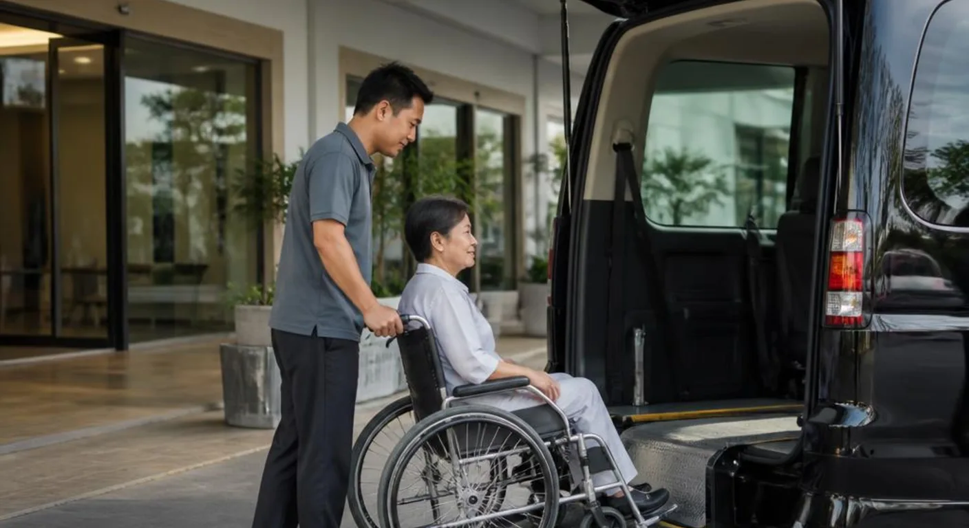 Stretcher-ready vehicle for a scheduled outpatient medical trip